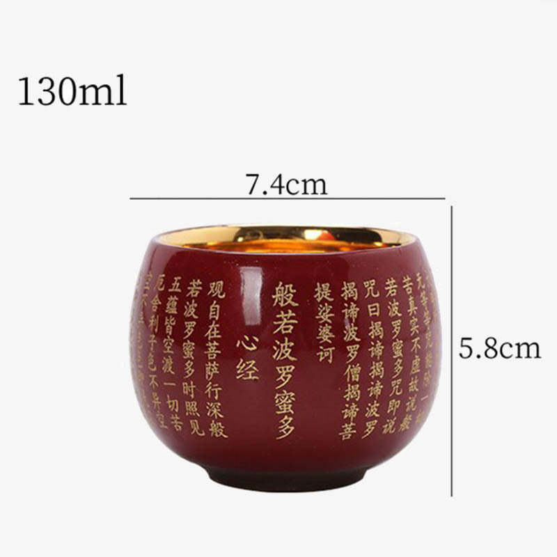 Heart Sutra Great Compassion Mantra Engraved Ceramic Teacup Kung Fu Tea Cup