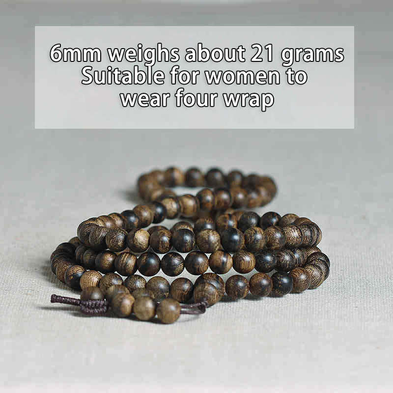 108 Mala Beads Natural Tarakan Agarwood Ward Off Evil Spirits Bracelet