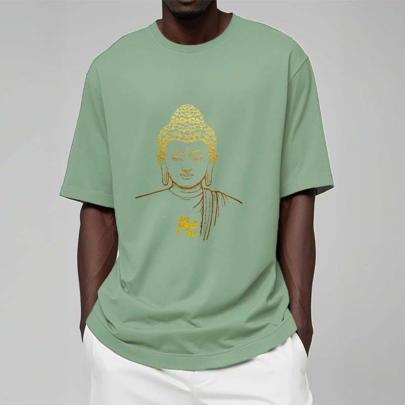Swastika Pattern Golden mystic zen Cotton Tee T-shirt