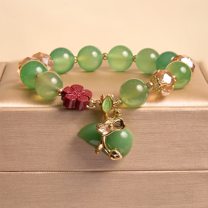 Natural Red Agate Green Agate Gourd Cinnabar Flower Beads Confidence Bracelet