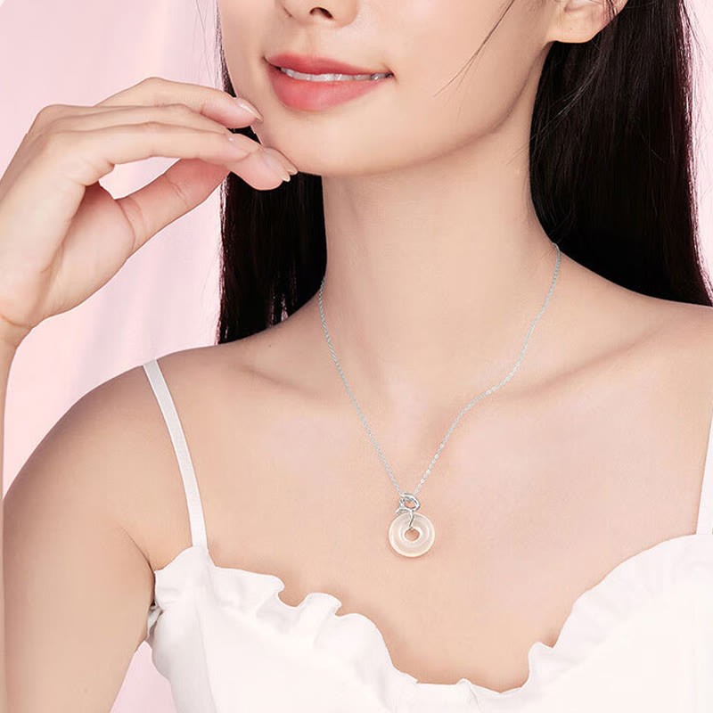 925 Sterling Silver Chalcedony Peace Buckle Year Of The Snake Harmony Necklace Pendant
