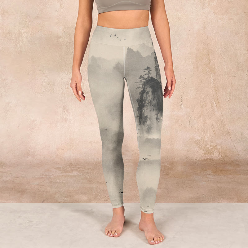 Mountains Shrouded In Mist Wild Goose Gym Leggings Women's Yoga Pants