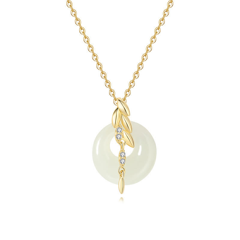 Hetian Jade 925 Sterling Silver Wheat Luck Necklace Pendant