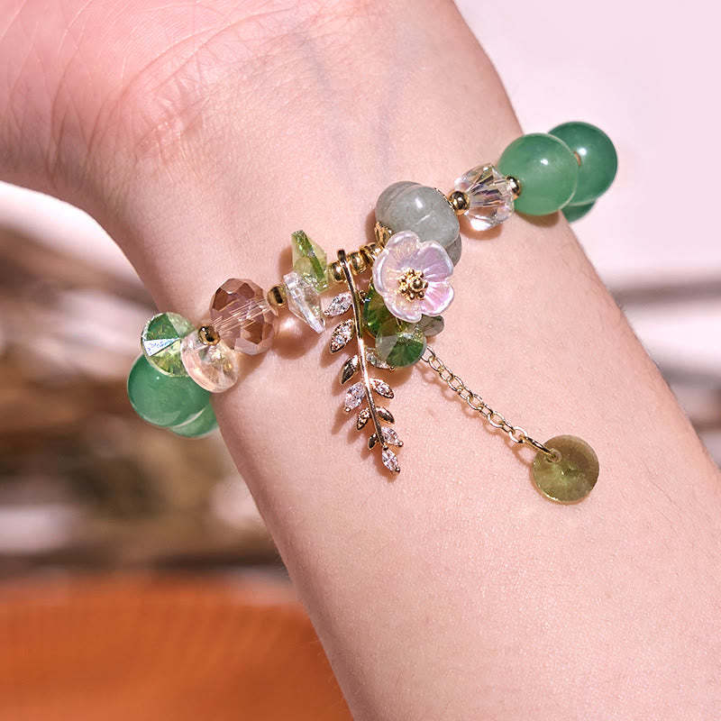 Blue Crystal Amethyst Sun Stone Green Aventurine Healing Bracelet