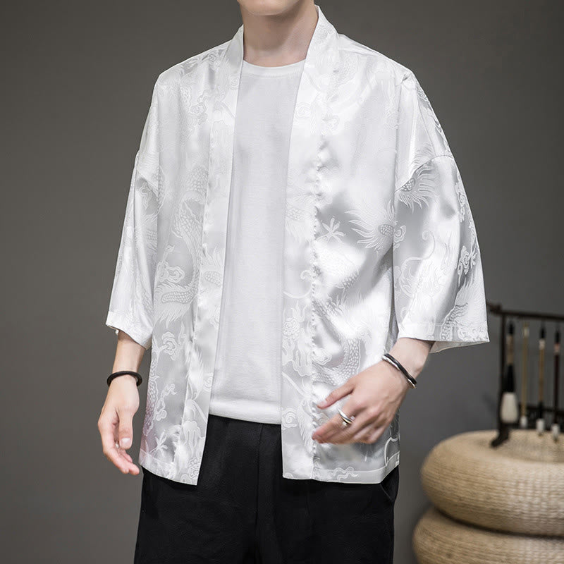 Chinese Dragon Open Front Jacket Men's Kimono