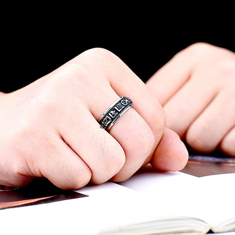 Tibetan Om Mani Padme Hum Titanium Steel Spinner Balance Ring