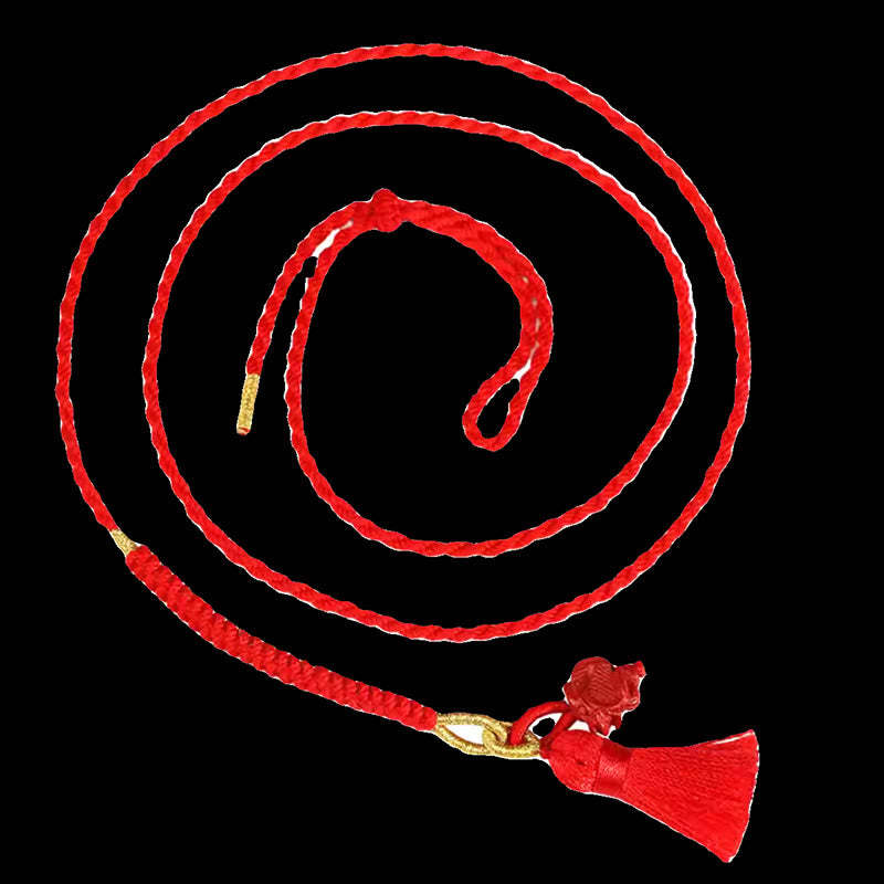 Natural Cinnabar Dragon Blessing Red String Belly Chain