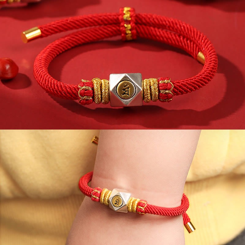 999 Sterling Silver Chinese Zodiac Natal mystic zen Red Rope Luck Strength Handcrafted Kids Bracelet