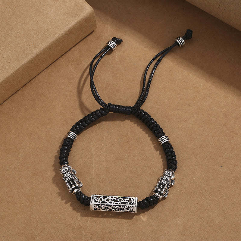 Tibetan Black String Copper Om Mani Padme Hum Pixiu Protection Braided Bracelet