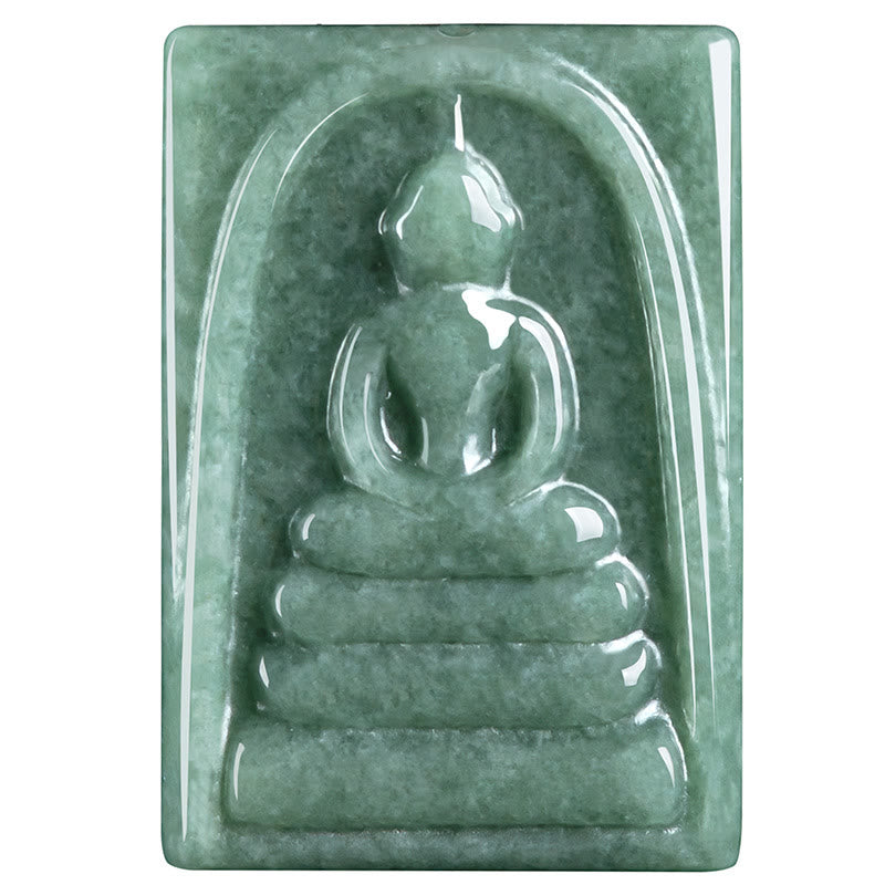 Formless mystic zen Jade Square Amulet Prosperity String Necklace Pendant