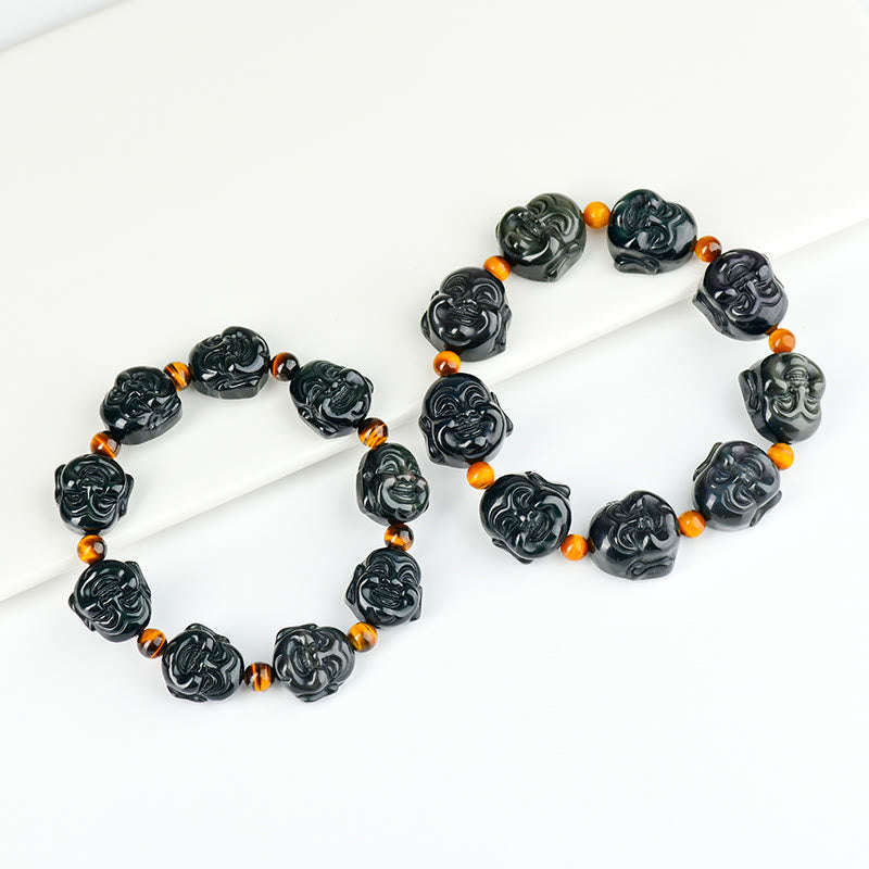 Rainbow Obsidian Laughing mystic zen Positive Transformation Bracelet