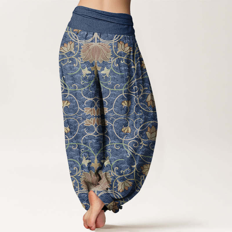 Lotus Pattern Women's Elastic Waist Harem Pants