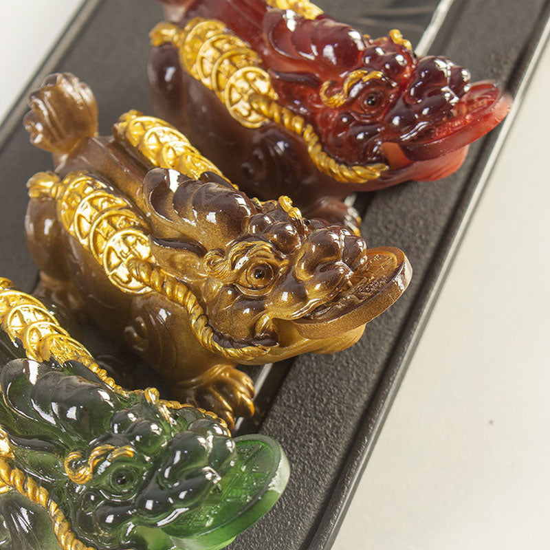 Color Changing Small PiXiu Copper Coins Resin Tea Pet Wealth Home Figurine Decoration