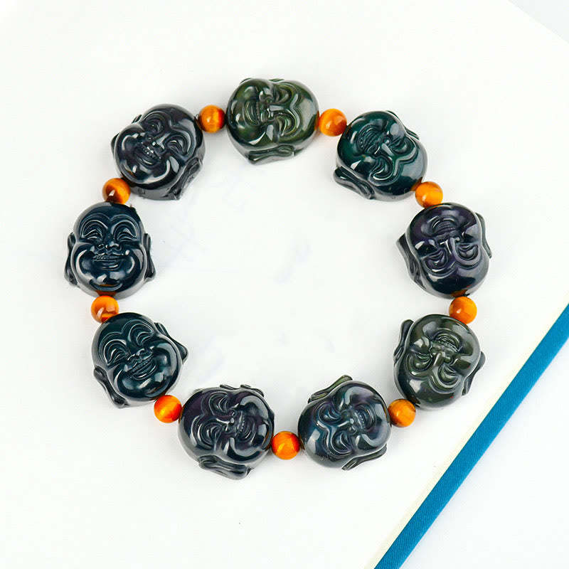 Rainbow Obsidian Laughing mystic zen Positive Transformation Bracelet