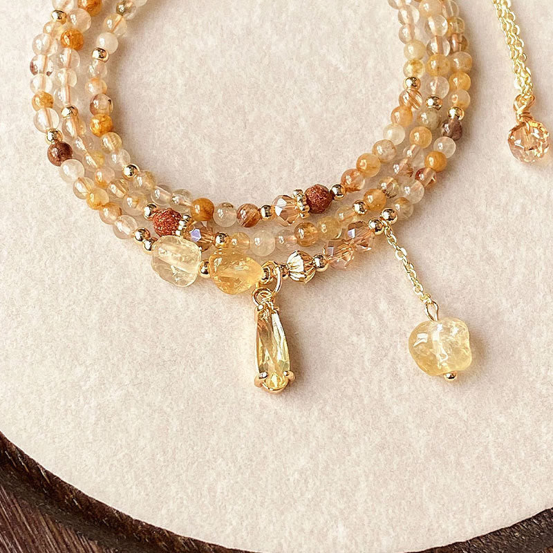 Natural Citrine Beads Pleasure Multi Layer Bracelet