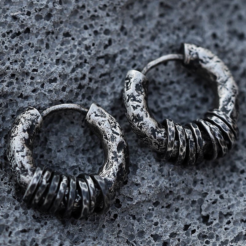925 Sterling Silver Hand-hammered Protection Earrings