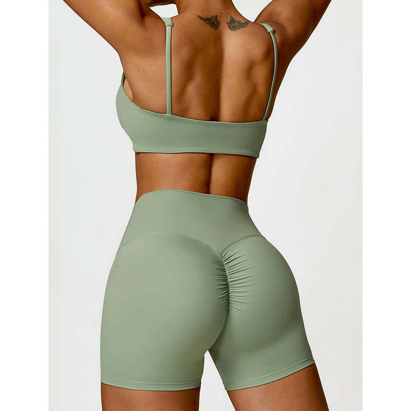 Gym Sports Yoga Backless Bra Crop Tank Top Shorts