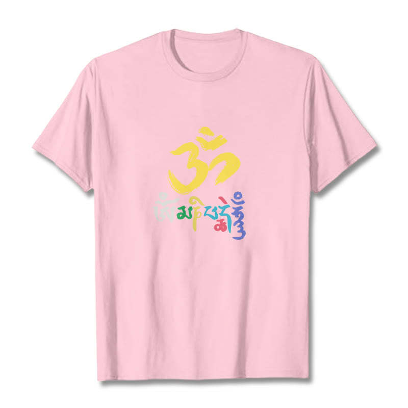 Colorful Om Mani Padme Hum Cotton Tee T-shirt