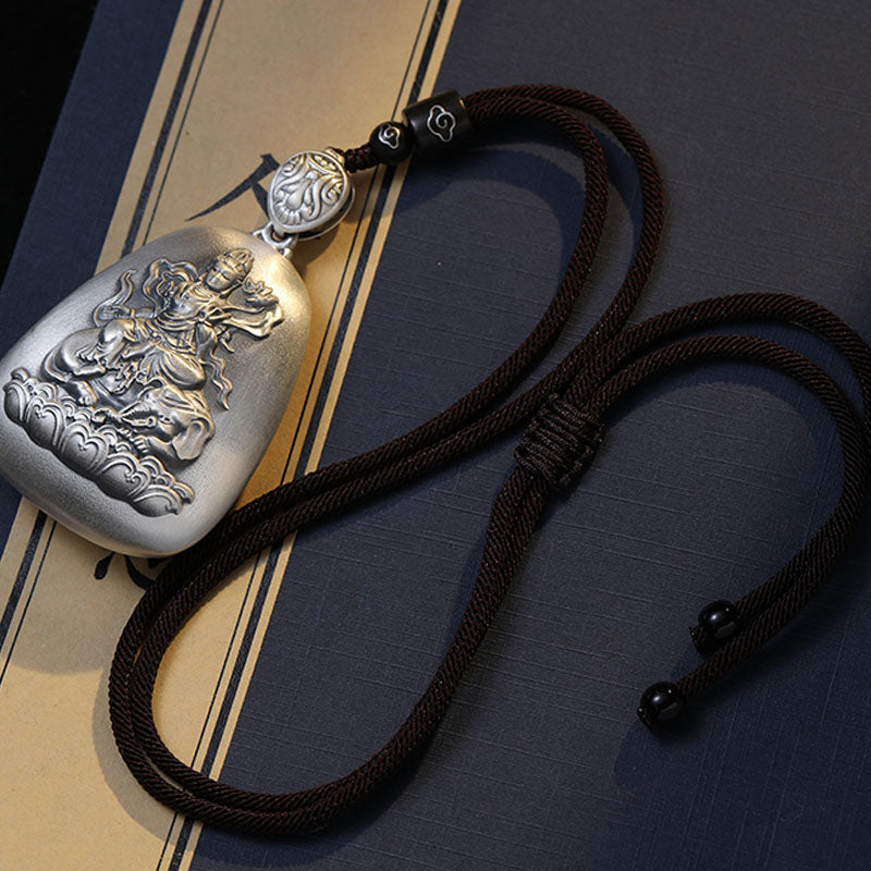 999 Sterling Silver Chinese Zodiac Natal mystic zen Heart Sutra Engraved Protection Necklace Pendant