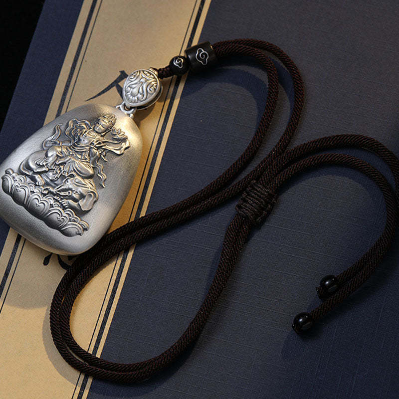999 Sterling Silver Chinese Zodiac Natal mystic zen Heart Sutra Engraved Protection Necklace Pendant