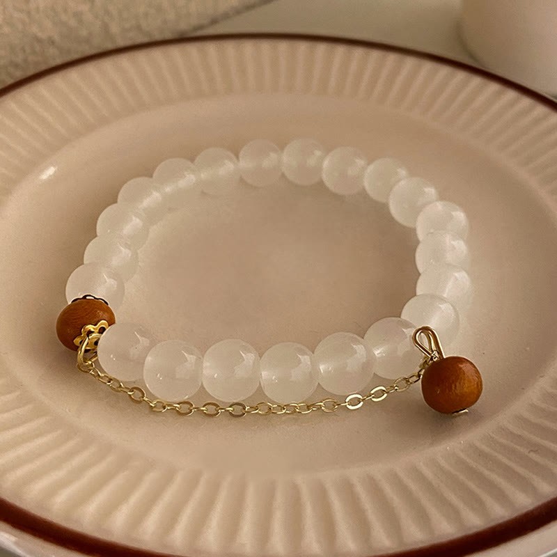 Sandalwood Cat's Eye Fu Character Charm Protection Bracelet