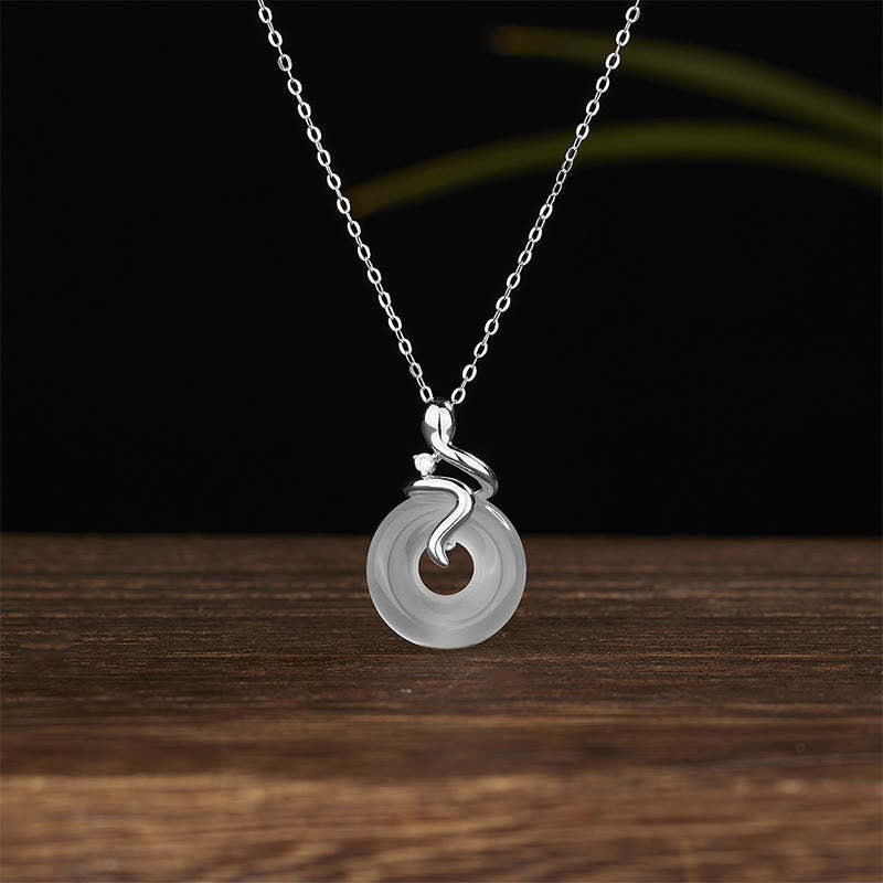 925 Sterling Silver Year Of The Snake Chalcedony Peace Buckle Positive Necklace Pendant