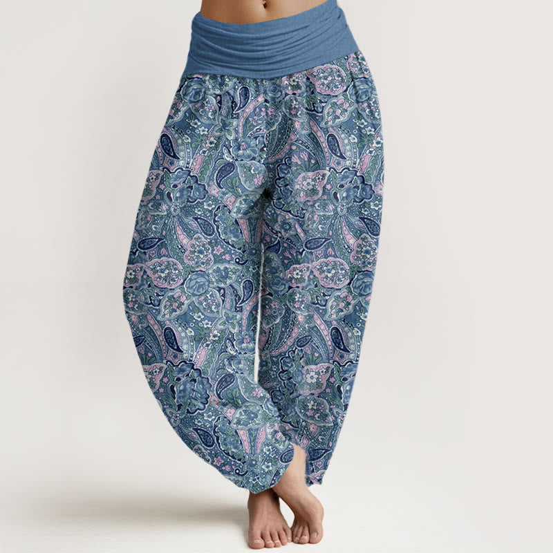 Casual Cashew Flower Design Women's Elastic Waist Harem Pants