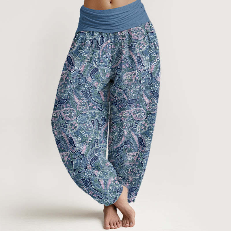 Casual Cashew Flower Design Women's Elastic Waist Harem Pants