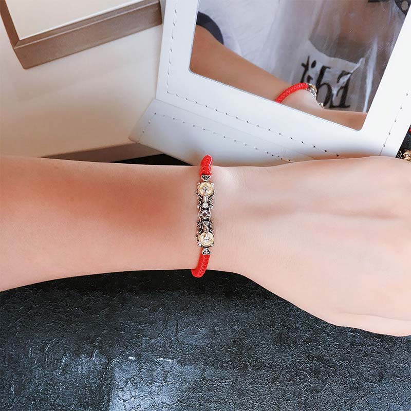 925 Sterling Silver PiXiu Prosperity String Braided Bracelet