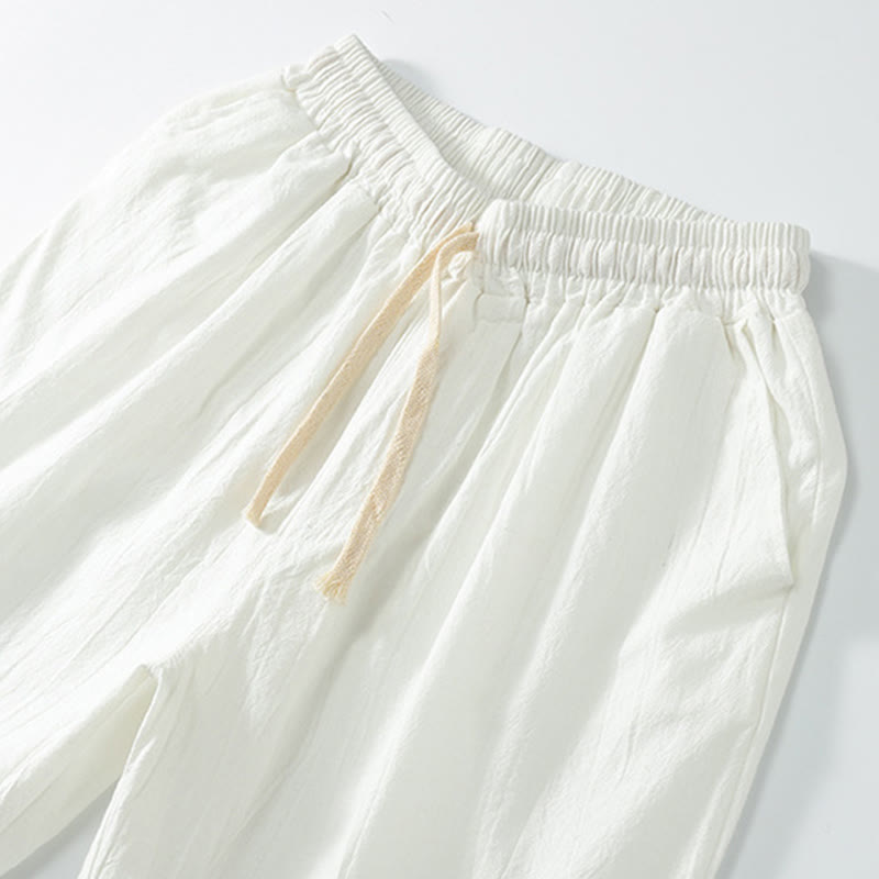 Casual Solid Color Men's Straight Shorts With Pockets Cotton Shorts Men's Pants