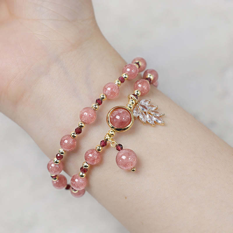 Healing of Love Strawberry Quartz Double Wrap Bracelet