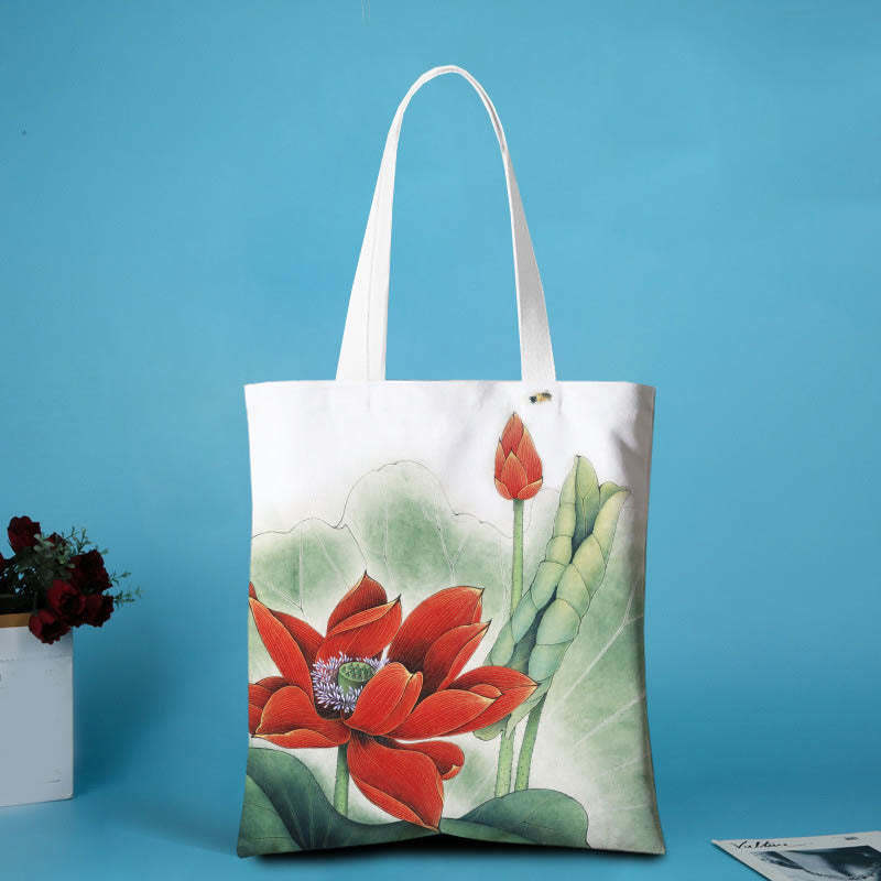 Lotus Shape Canvas Shoulder Bag