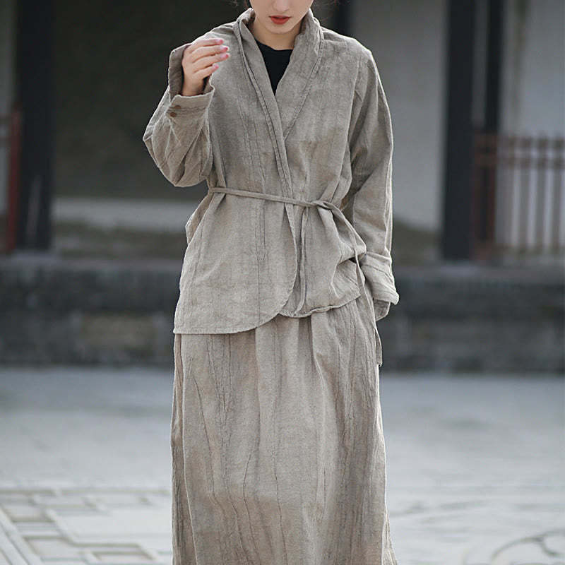 Solid Color Tie Dye Long Sleeve Zen Meditation Open Front Jacket