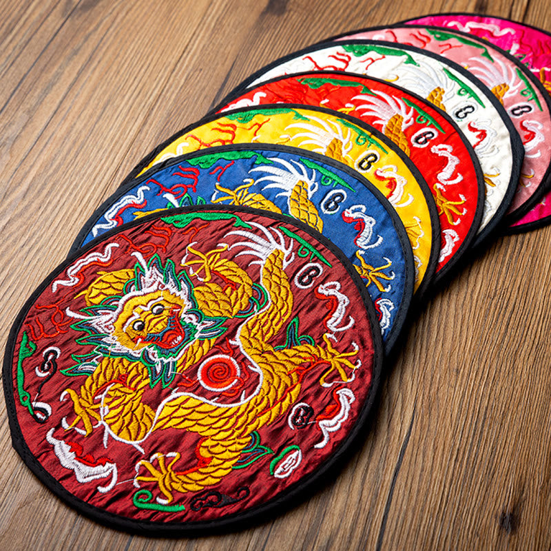 Dragon Embroidery Cup Mat Pad Tea Cup Coaster Kung Fu Tea Mat