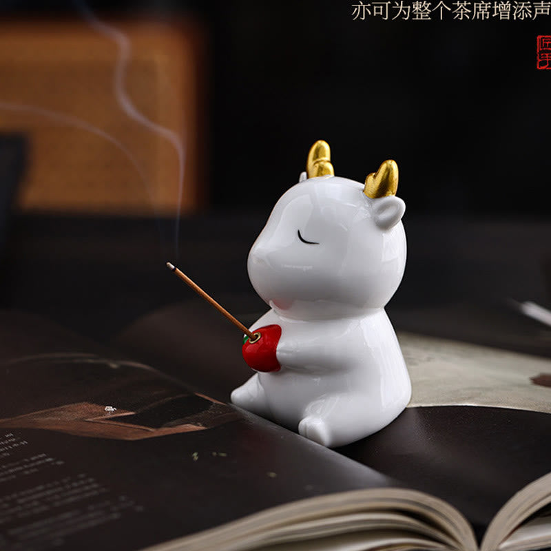 Cute Deer Holder Healing Ceramic Incense Burner Desk Decoration