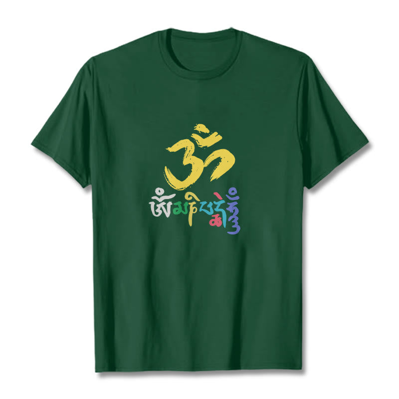 Colorful Om Mani Padme Hum Cotton Tee T-shirt
