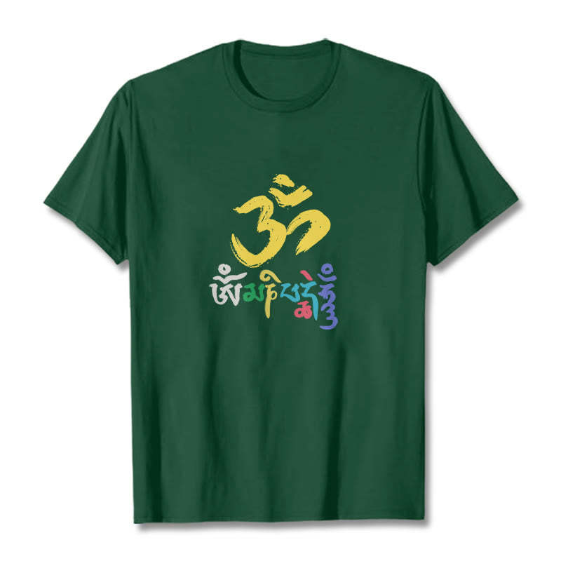 Colorful Om Mani Padme Hum Cotton Tee T-shirt
