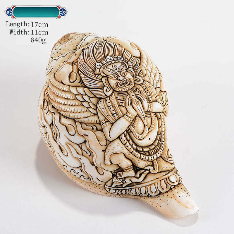 Tibetan Handmade Engraved Shankha mystic zen Avalokitesvara Conch Shell Wealth Decoration