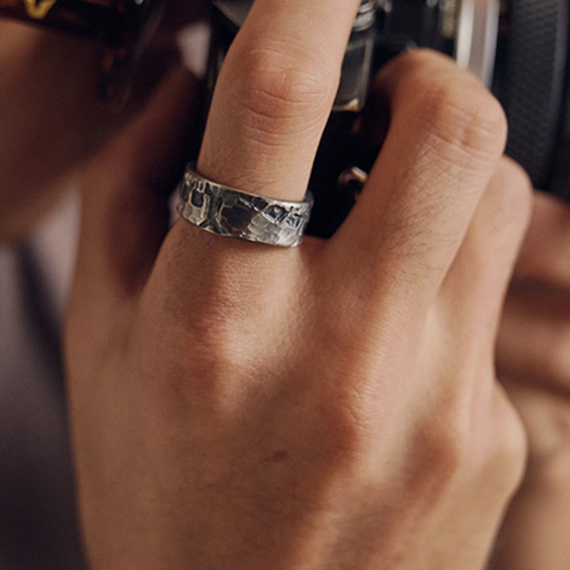 999 Sterling Silver Skeleton Pattern Handmade Blessing Ring