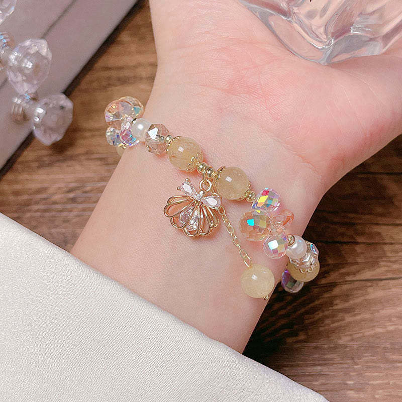 Natural Amethyst Citrine Pearl Shell Peace Bracelet