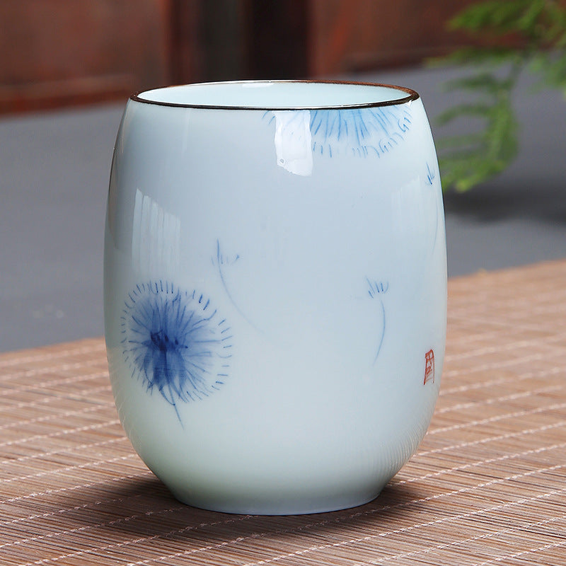 Koi Fish Lotus Landscape Dandelion Peony Flower Ceramic Teacup Kung Fu Tea Cup