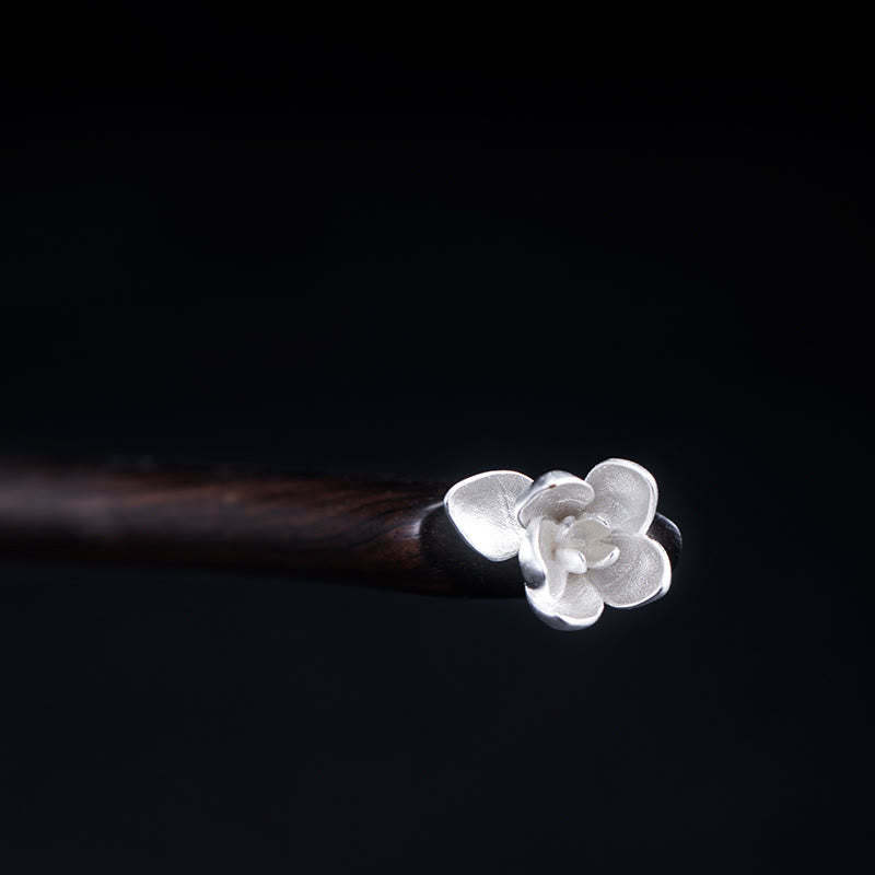 925 Sterling Silver Classical Ebony Magnolia Flower Blessing Hairpin