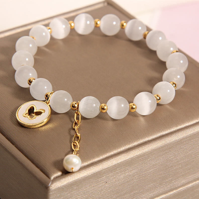Cat's Eye Butterfly Charm Love Bracelet