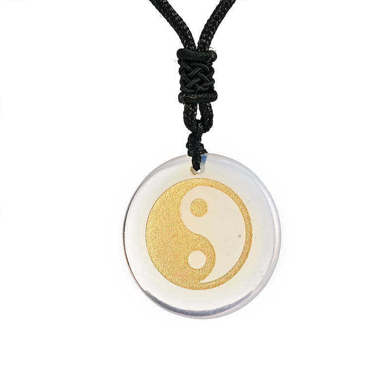 Various Crystal Amethyst Tiger Eye Green Aventurine Yin Yang Spiritual Necklace Pendant