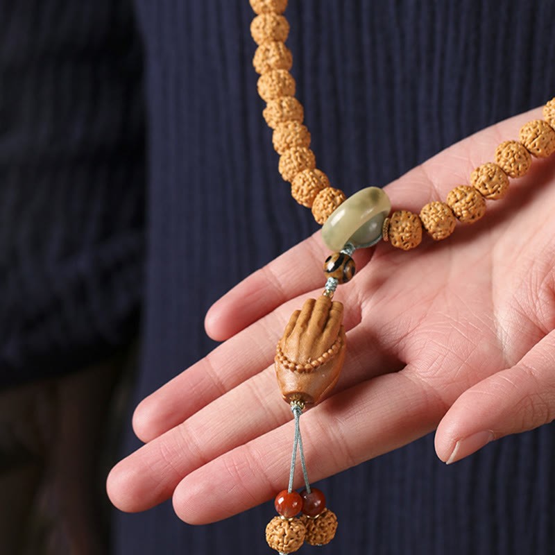 Bodhi Seed Three-eyed Dzi Bead mystic zen Hand Charm Wealth Bracelet