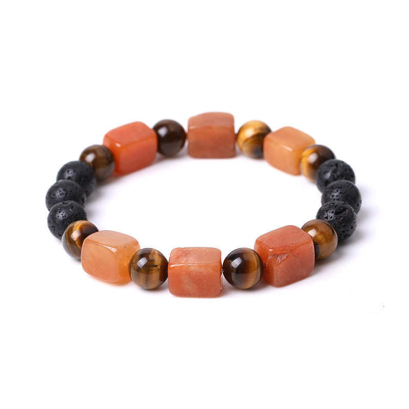 Various Crystals Cube Amethyst Lava Rock Support Bracelet