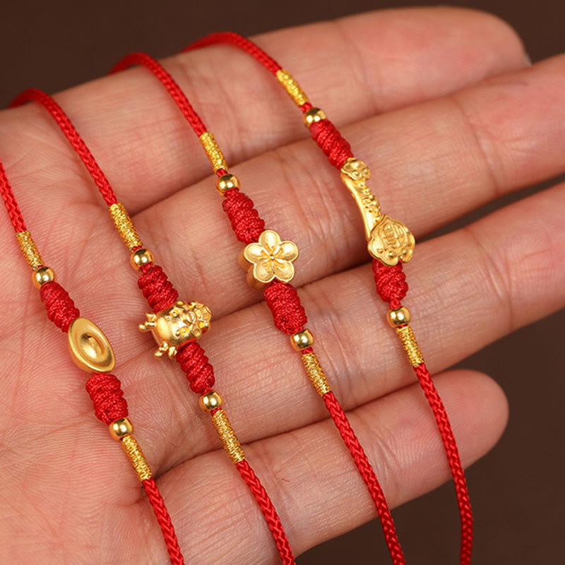 mystic zen Stone 999 Solid Gold Red String Belly Chain
