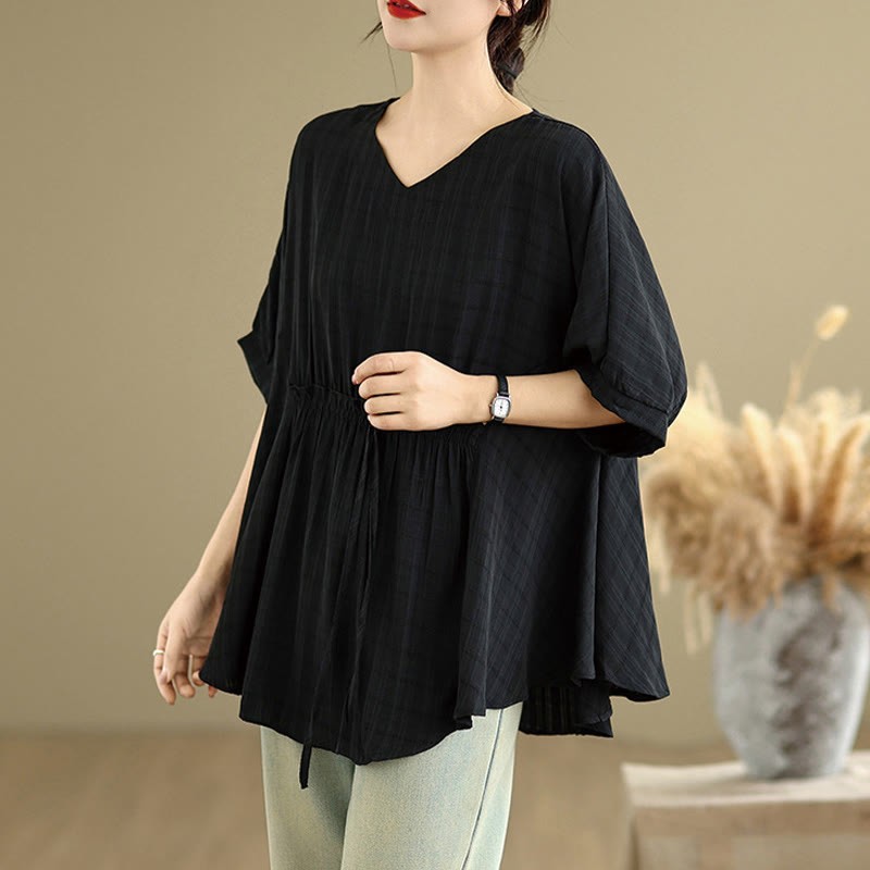 Casual Solid Color Half Sleeve Half Button Women's T-Shirt