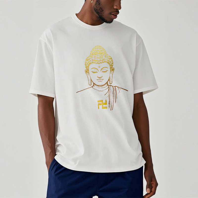 Swastika Pattern Golden mystic zen Cotton Tee T-shirt