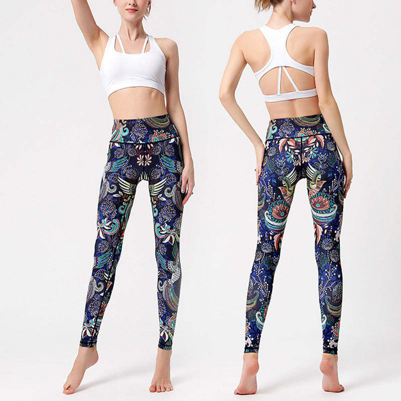 Flowers Leaves Birds Print Pants Sports Fitness Yoga Dance Leggings Women's Yoga Pants